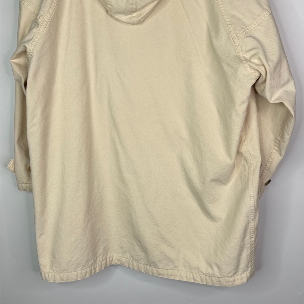 Vintage Eddie Bauer Hooded Toggle Beige Cargo Chore Jacket Size Large - Picture 6 of 11